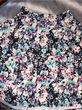 Marilyn Monroe Floral Print Midi Skirt in Black, Aqua & Pink